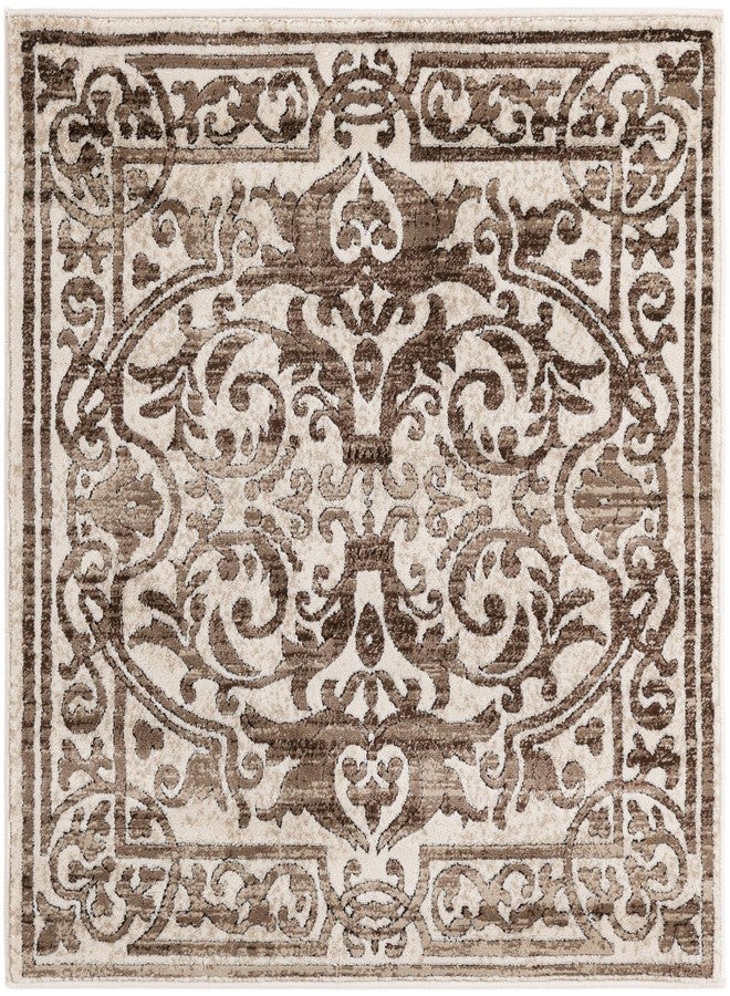 Rugs.com سجادة من مجموعة هيرميتاج من Rugs.com - سجادة متوسطة الحجم، مربعة الشكل، مقاس 3 أقدام، لون بني شوكولاتة، مثالية لغرف المعيشة والمطابخ والمداخل - Image 2